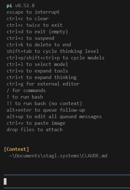 Pi Coding Agent Terminal Screenshot